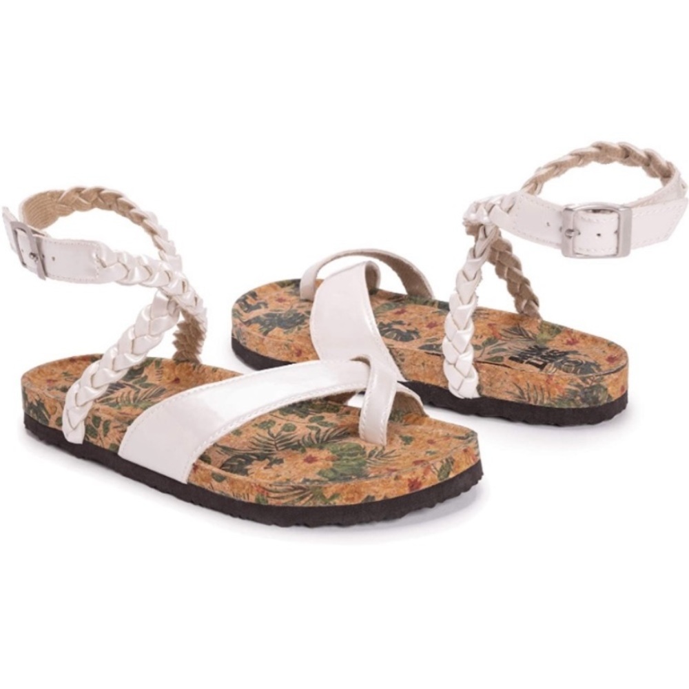 Muk Luks 9 Estelle Terra Turf Pearlescent Sandals Gladiator Ankle Strap Strappy - Picture 12 of 14